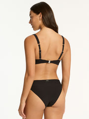 Spinnaker Longline Bralette in Black, view 2, click to see full size