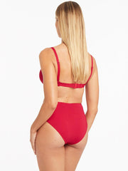 Sea Level Essentials Cross Front Underwire Bra in Red, view 2, click to see full size