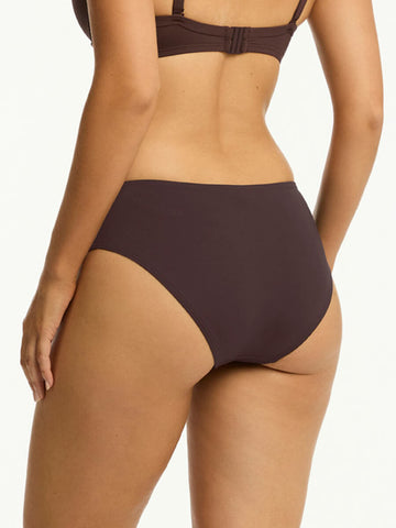 Sea Level Essentials Mid Bikini Bottom In Cocoa
