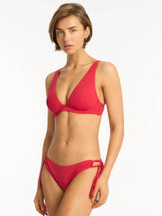 Sea Level Essentials Longline Top in Red, view 3, click to see full size