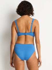 Sea Level Essentials Cross Front Bra In Denim Blue, view 2, click to see full size