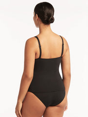 Sea Level Essentials Multifit Singlet in Black, view 2, click to see full size