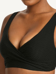 Sea Level Honeycomb Cross Front Multift Top in Black, view 3, click to see full size