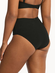 Sea Level Honeycomb High Waist Bottom in Black, view 2, click to see full size