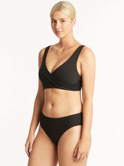 Spinnaker Cross Front Multifit Top in Black, view 3, click to see full size