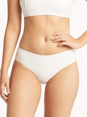 Sea Level Spinnaker Mid Bikini Bottoms In White, view 1, click to see full size