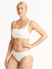 Sea Level Spinnaker Mid Bikini Bottoms In White, view 4, click to see full size