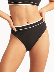 Sea Level Elite High Waist Band Bottoms in Black, view 1, click to see full size