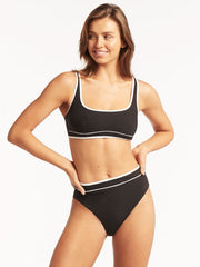 Sea Level Elite High Waist Band Bottoms in Black, view 3, click to see full size