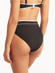 Sea Level Elite High Waist Band Bottoms in Black, view 2, click to see full size