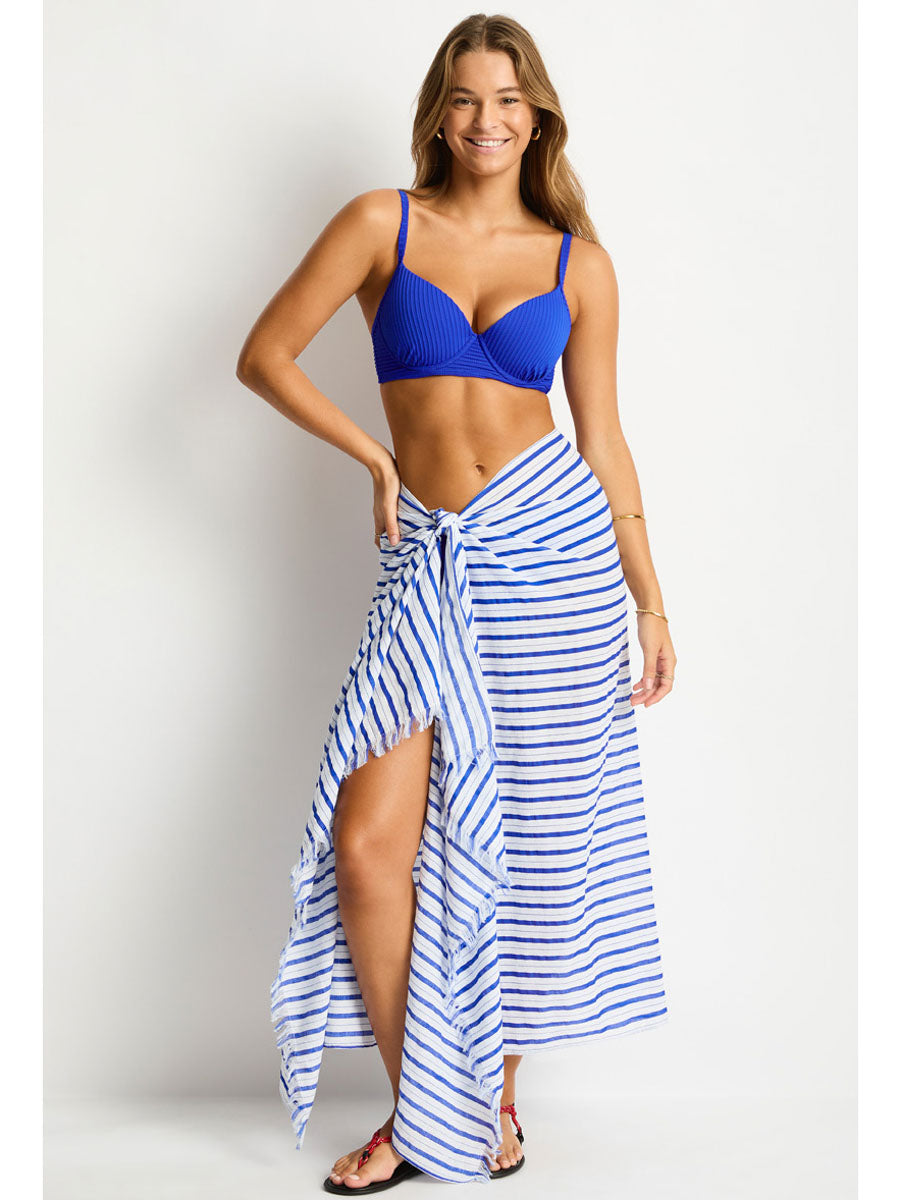 Vacay Long Sarong in Vacay Blue