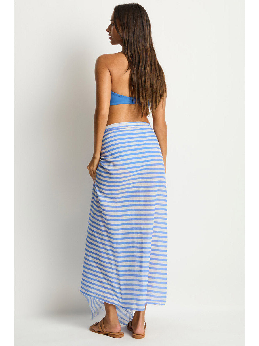 Vacay Long Sarong in Denim Blue