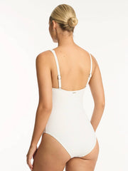 Sea Level Spinnaker Cross Front One Piece In White, view 2, click to see full size