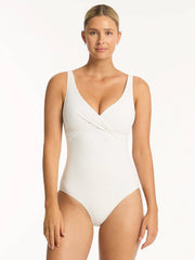 Sea Level Spinnaker Cross Front One Piece In White, view 1, click to see full size