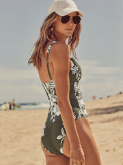 Sea Level Aloha Longline Triangle One Piece in Khaki, view 2, click to see full size
