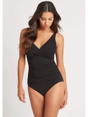 Sea Level Essentials Cross Front One Piece in Black, view 1, click to see full size