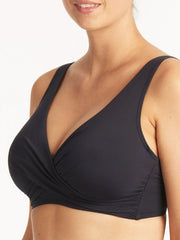 Sea Level Essentials Cross Front Bra in Night Sky, view 4, click to see full size