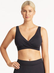 Sea Level Essentials Cross Front Bra in Night Sky, view 1, click to see full size