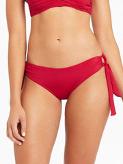 Sea Level Essentials Tie Side Regular Bottom in Red, view 1, click to see full size