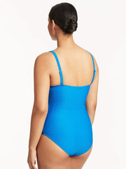 Sea Level Honeycomb Cross Front Multifit One Piece In Capri, view 2, click to see full size