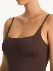 Sea Level Infinity Square Neck One Piece in Cocoa, view 4, click to see full size