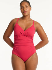 Sea Level Nouveau Twist Front DD/E One Piece in Raspberry, view 1, click to see full size