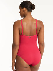 Sea Level Nouveau Twist Front DD/E One Piece in Raspberry, view 2, click to see full size