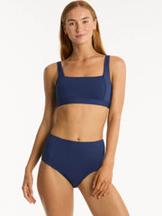 Sea Level Infinity High Waist Bottoms in Indigo, view 4, click to see full size