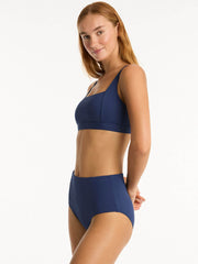 Sea Level Infinity High Waist Bottoms in Indigo, view 3, click to see full size