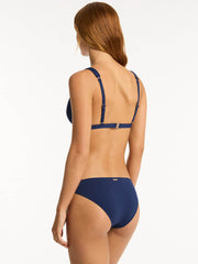 Sea Level Infinity Longline Triangle Top in Indigo, view 2, click to see full size