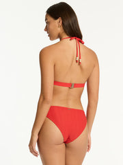 Sea Level Triangle Halter Top in Spice Red, view 2, click to see full size