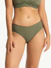 Sea Level Spinnaker Mid Bikini Bottoms In Khaki, view 1, click to see full size