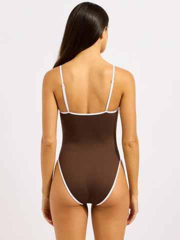 Beach Bound Square Neck One Piece in Dark Chocolate