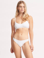 Seafolly Sea Dive High Cut Bottom in White, view 4, click to see full size
