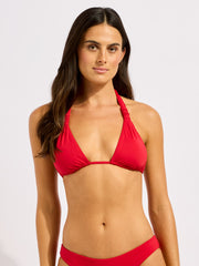 Seafolly Multi Fit Longline Triangle in Cosmo Red, view 1, click to see full size