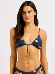 Seafolly Beach Club Slide Triangle in True Navy, view 1, click to see full size
