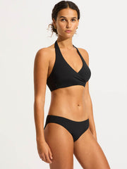 Seafolly SF Collective DD Wrap Front Halter Bra in Black, view 4, click to see full size