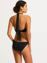 Seafolly SF Collective DD Wrap Front Halter Bra in Black, view 2, click to see full size