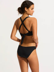 Seafolly SF Collective DD Wrap Front Halter Bra in Black, view 5, click to see full size