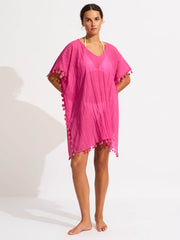 Seafolly Amnesia Kaftan in Hot Pink, view 1, click to see full size