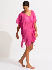 Seafolly Amnesia Kaftan in Hot Pink, view 3, click to see full size