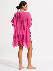 Seafolly Amnesia Kaftan in Hot Pink, view 2, click to see full size