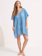 Seafolly Amnesia Kaftan in Azure, view 1, click to see full size
