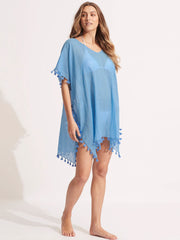 Seafolly Amnesia Kaftan in Azure, view 3, click to see full size