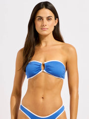 Seafolly Beach Bound Ring Front Bandeau In Sapphire, view 1, click to see full size