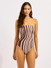 Coastline DD Bandeau One Piece in Cocoa, view 4, click to see full size
