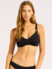 Seafolly SF Collective F Cup Halter Bra in Black, view 1, click to see full size