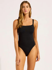 Seafolly SF Collective Square Neck One Piece in Black, view 1, click to see full size