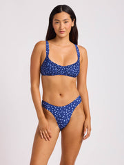 Seafolly Dolce Dot Ruched Bralette In Classic Navy, view 3, click to see full size