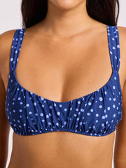 Seafolly Dolce Dot Ruched Bralette In Classic Navy, view 5, click to see full size